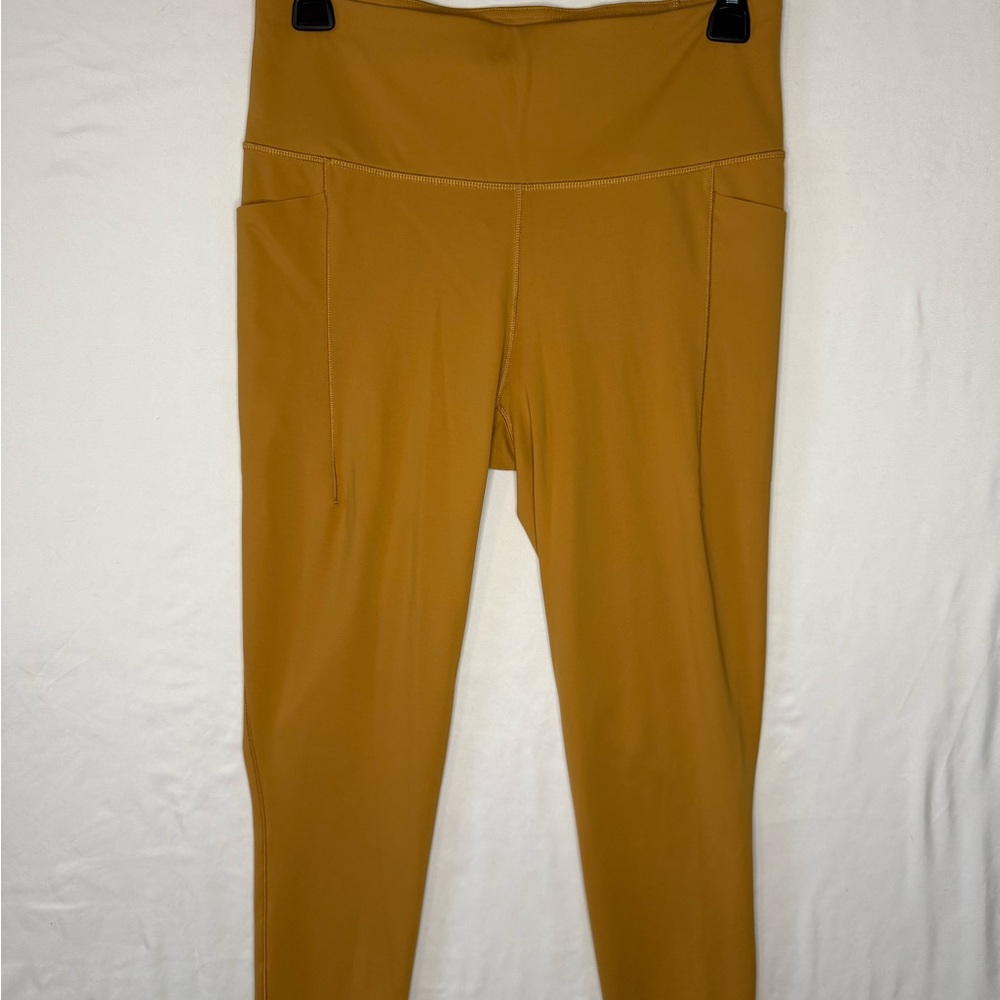 Calia High-Waist Women's Leggings w/ zip accessory zip back pocket- Mustard